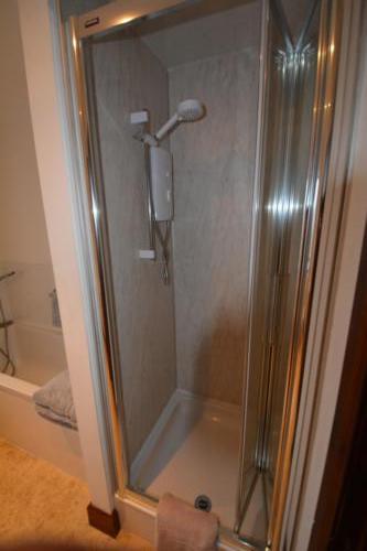and walk-in shower